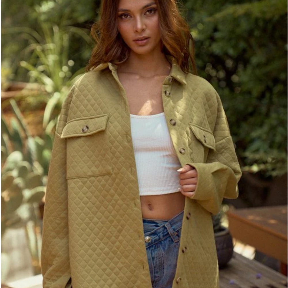 Lalavon Kiwi colored Quilted Jacket